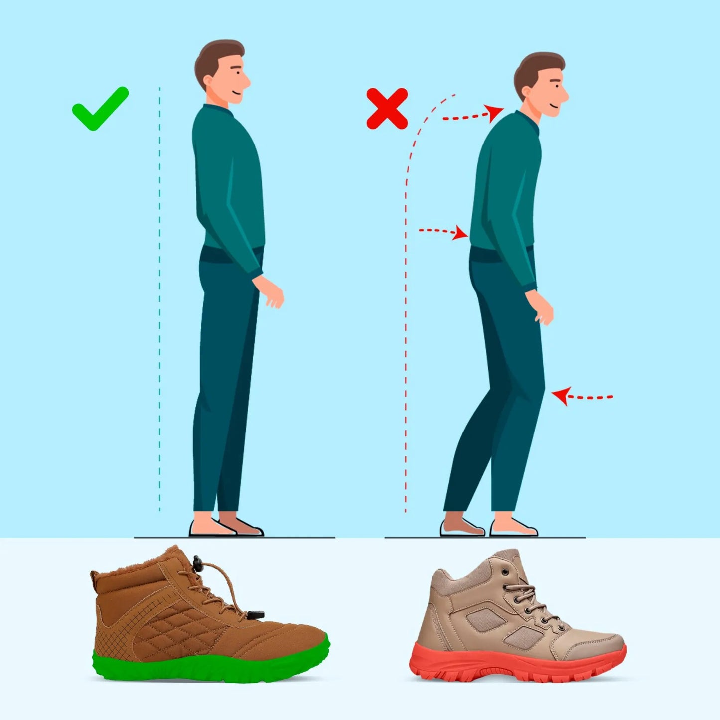 Lightweight barefoot snow boots profile