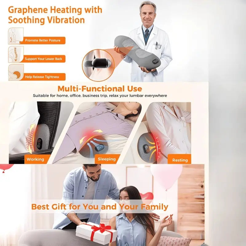 Deep tissue vibration back massager targeting lower back muscle tension and chronic stiffness