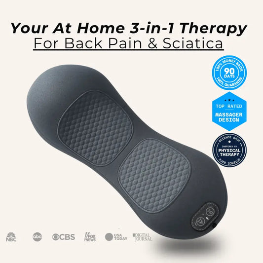 3-in-1 electric back massager combining heat, vibration and airbag traction for lower back pain relief