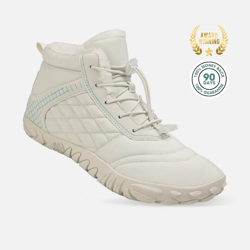 Waterproof barefoot snow boots walking in snow