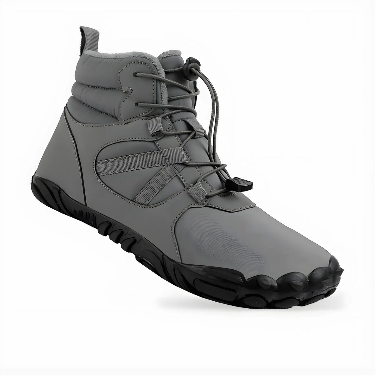 Wide toe box barefoot winter boots in snow