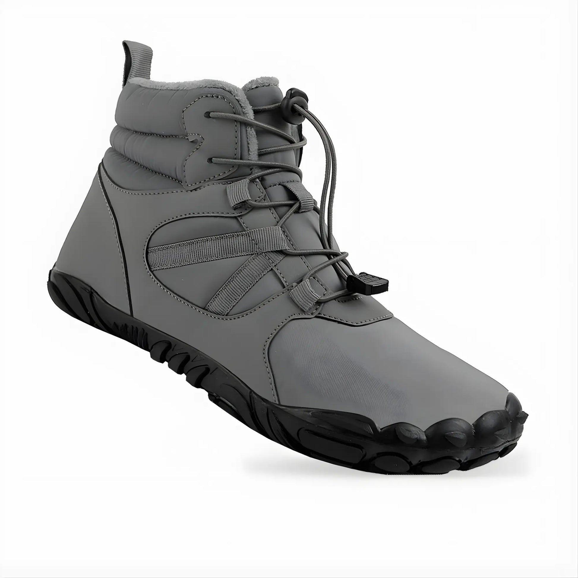 Wide toe box barefoot winter boots in snow