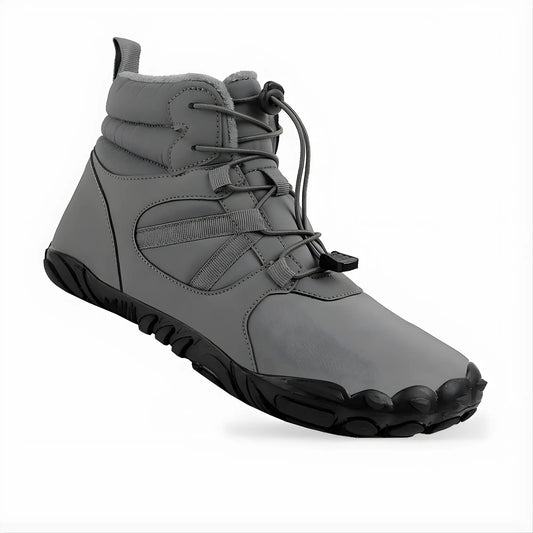 Wide toe box barefoot winter boots in snow