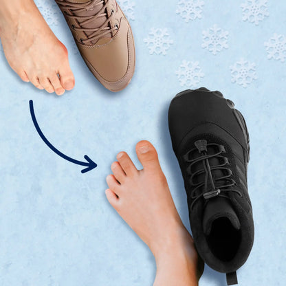 fur lined barefoot boots close detail