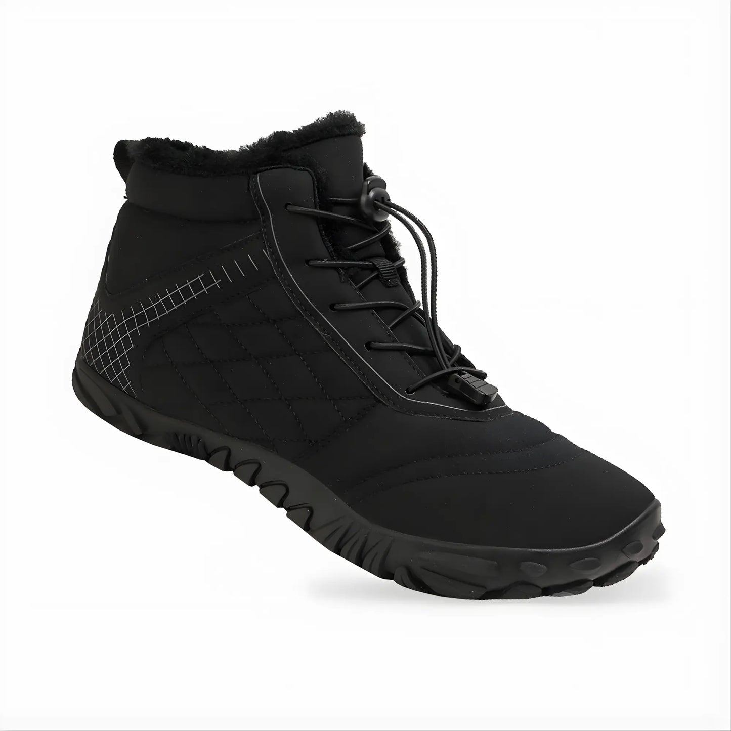 Fur lined barefoot winter boots interior