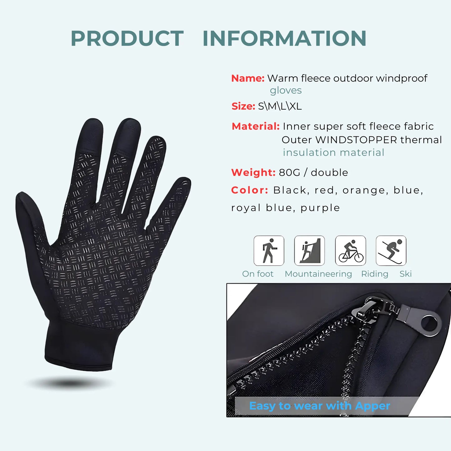 Lightweight winter gloves without bulky batteries