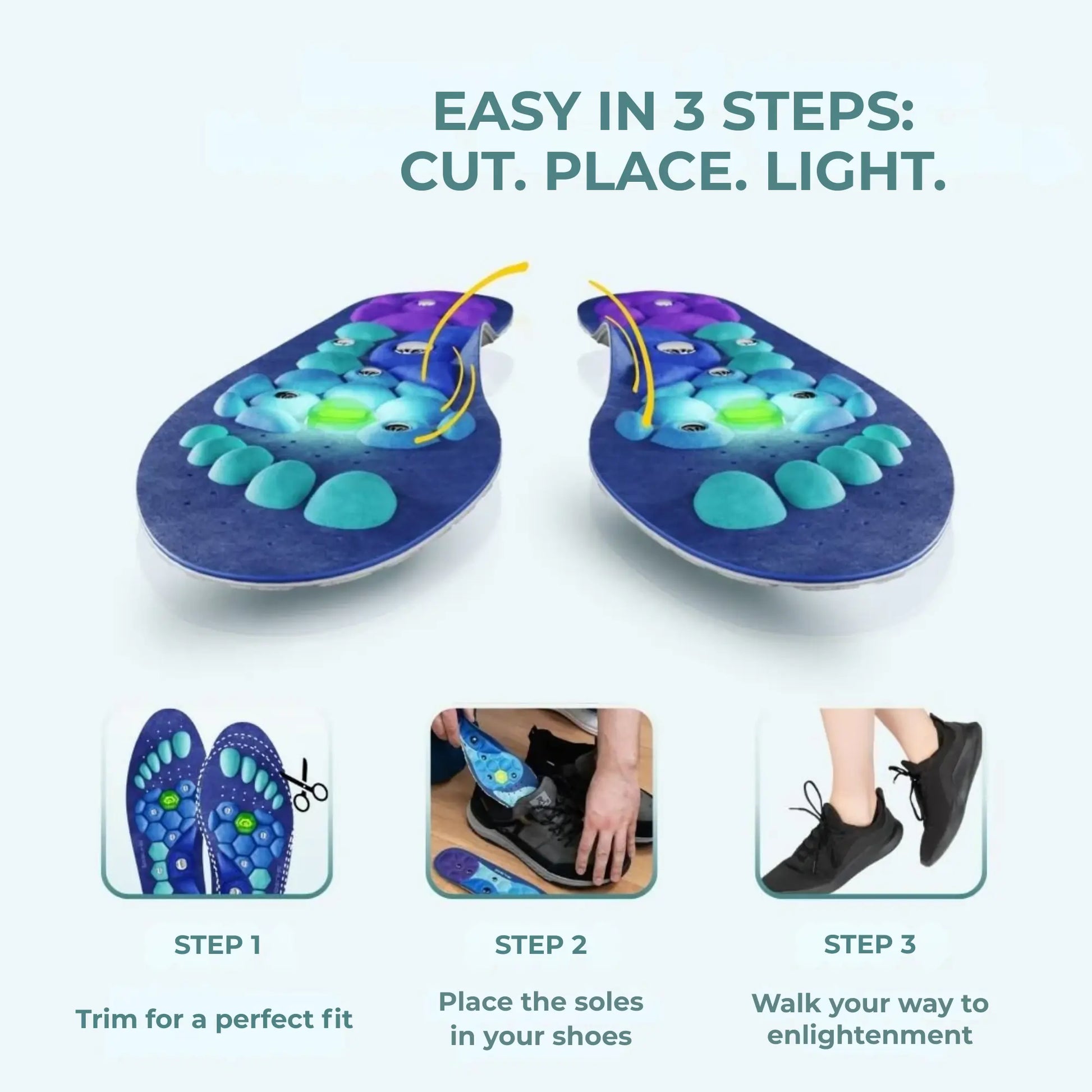 Orthopedic-style insoles for long standing and everyday comfort.