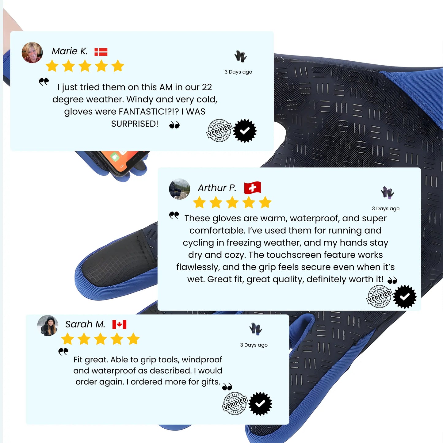 Touchscreen gloves for cold weather commuting