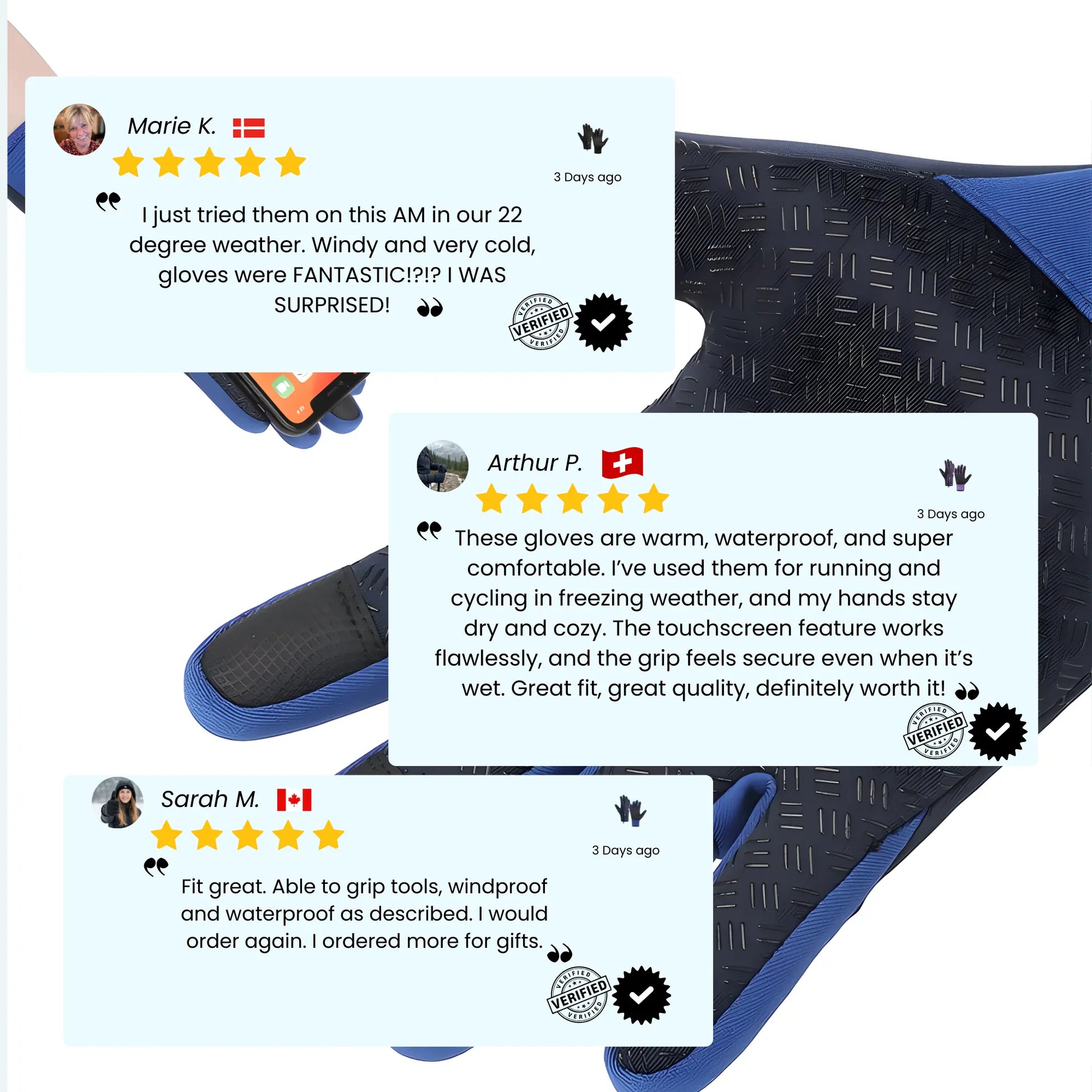 Touchscreen gloves for cold weather commuting